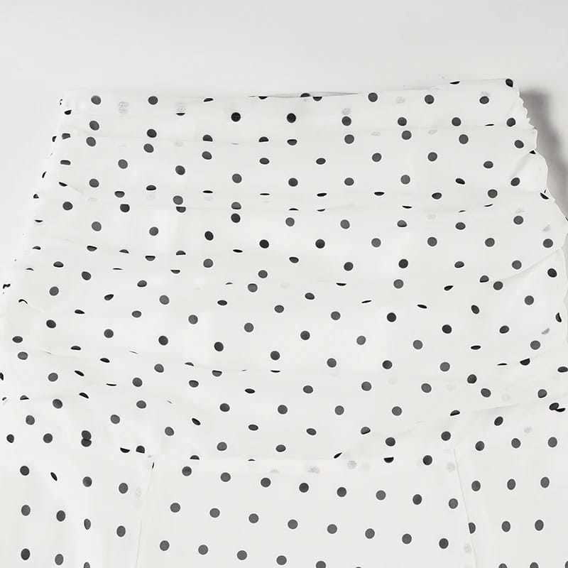 Polka Dot Floor-length Chiffon Skirt