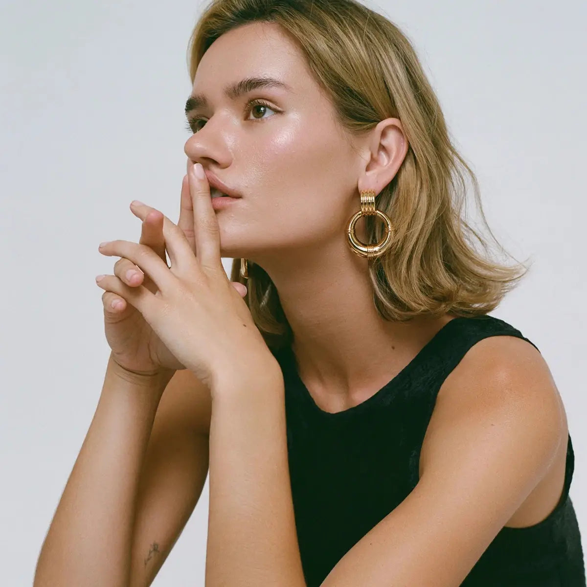 Double Hoop Stud Earrings