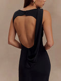 Sleeveless Pleated Bodycon Elegant Backless Maxi Dress Women - Norellé