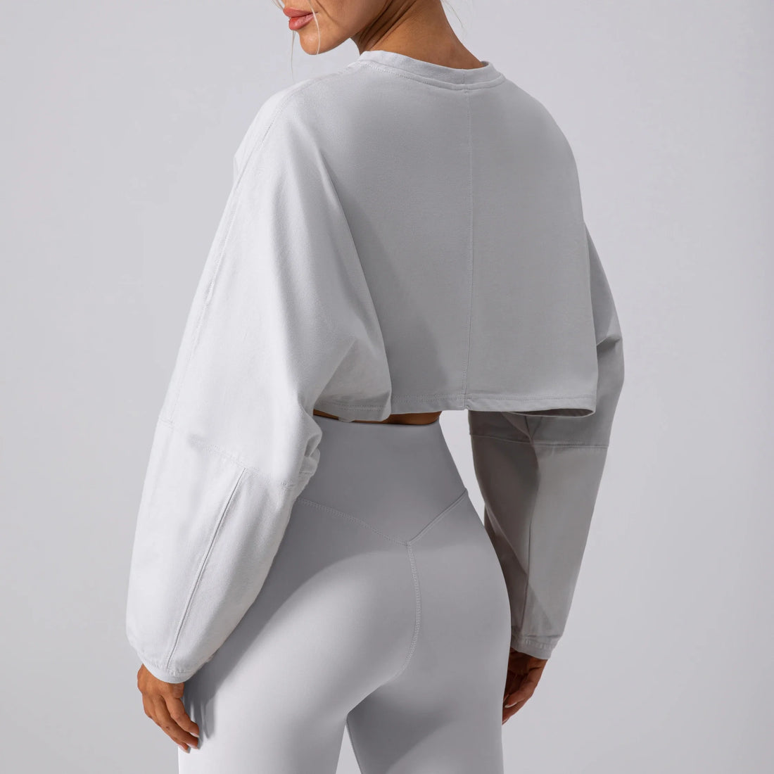 Damen Sport Crop Top Langarm T-Shirts 