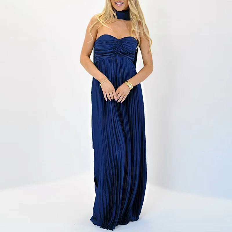 Scarf Off Shoulder High Waist Evening Dress