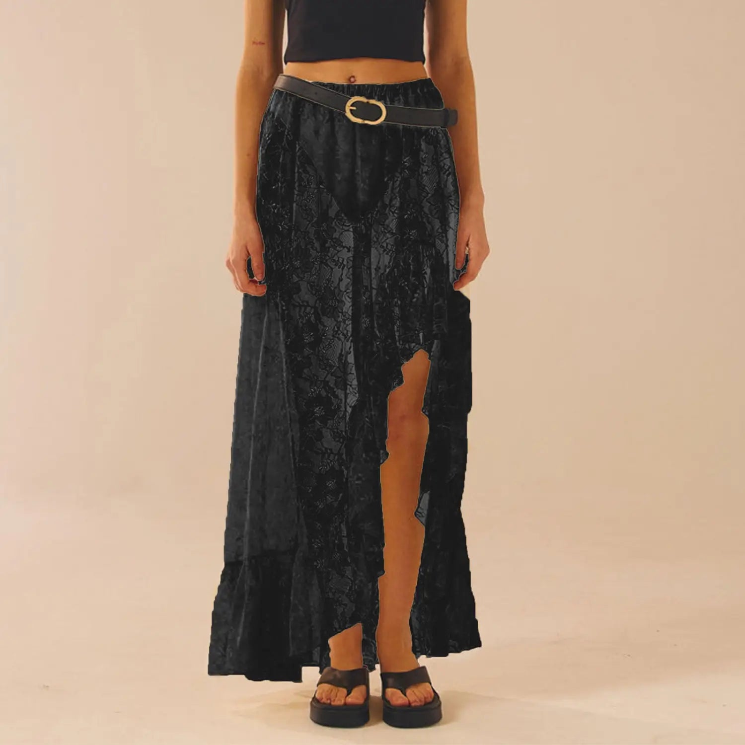 Women Asymmetrical Lace Flowy Skirts