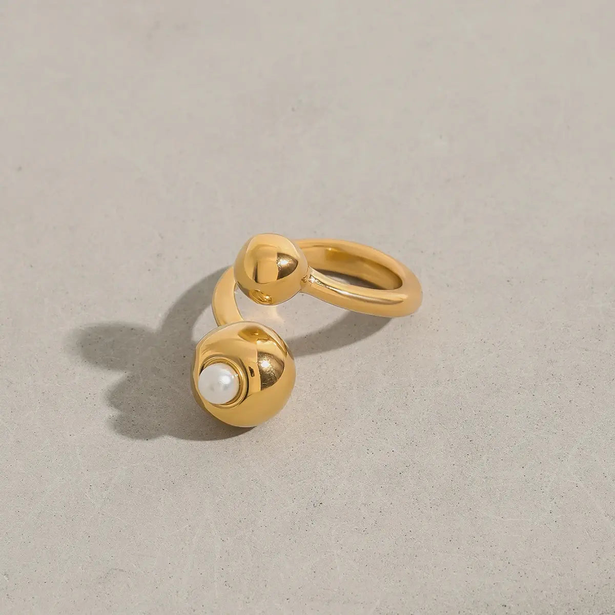 Minimalist Spherical Ring Pearl Irregular Adjustable