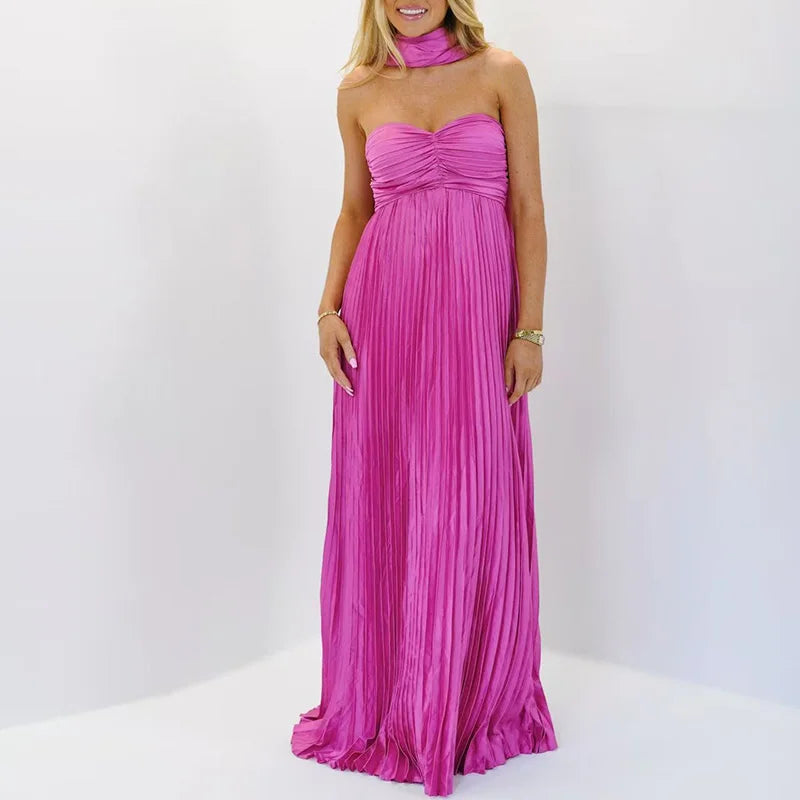 Scarf Off Shoulder High Waist Evening Dress