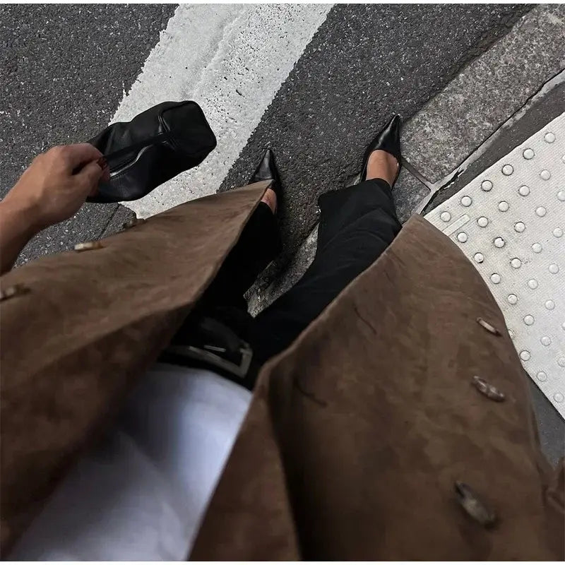 Chic Lapel Double Breasted Lady Oversize Jacket