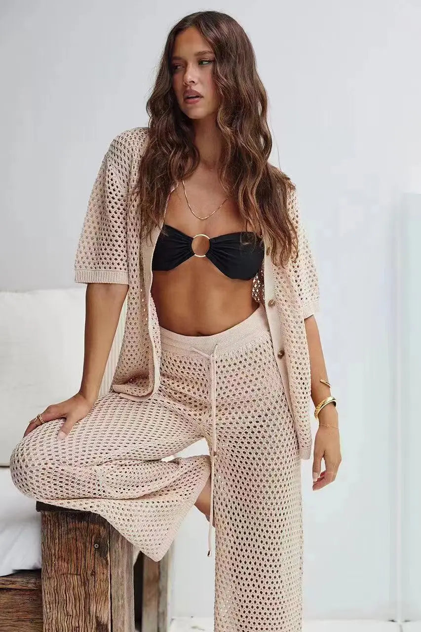 2 Piece Knitted Openwork Outfit for Women