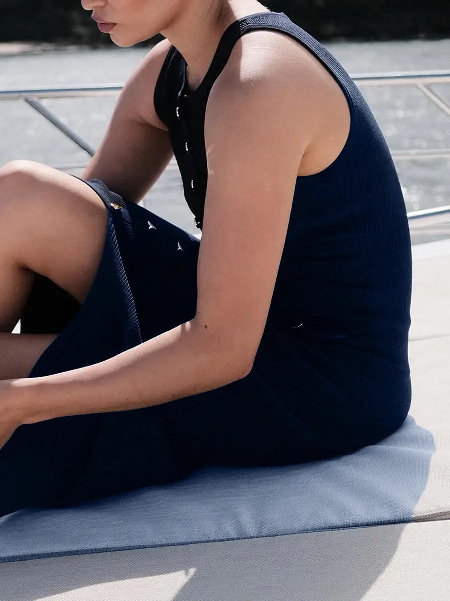 Elegant Single Breasted Dress Women’s Ribbed Knit Tank