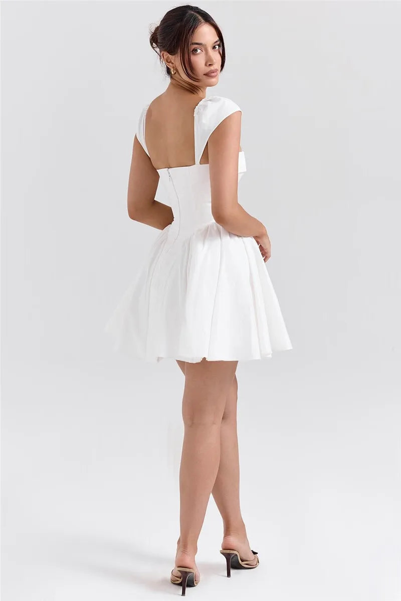 White Backless Mini Dress For Women