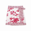 Women's Retro Emblem Pattern Flower Print Shirt Hollow Flower Mini Wrap Skirt