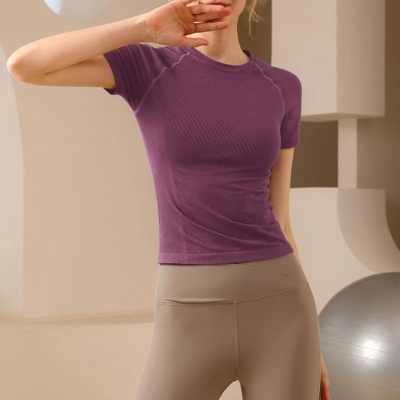 Women Yoga Top Seamless Sport T-shirt