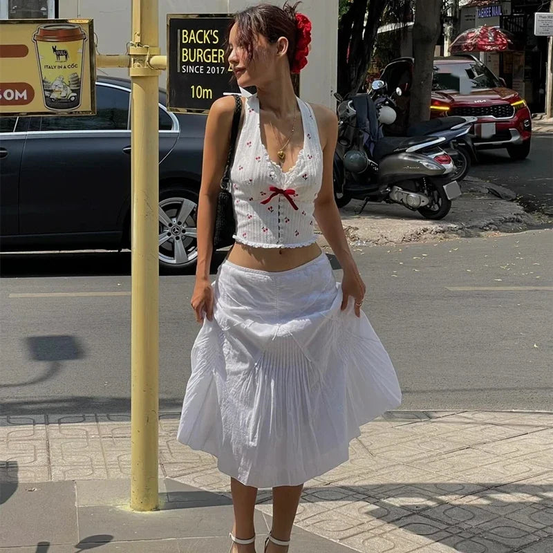 Fashion Print Halter Camis Tank Tops Summer Knitted - Norellé