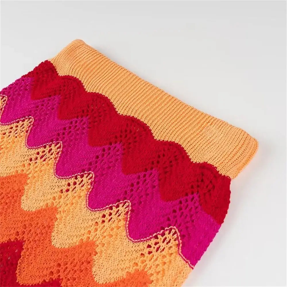 Women’s Western Style Knitted Top Half Skirt Set