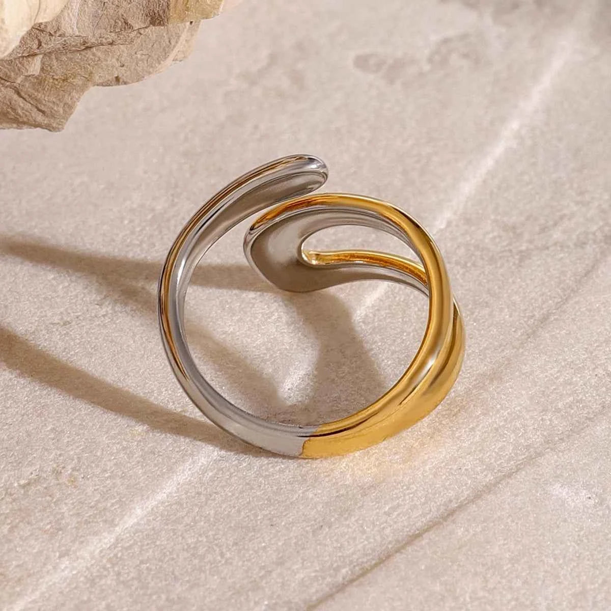 Stainless Steel Metal Waterproof Cross Asymmetric Open Ring
