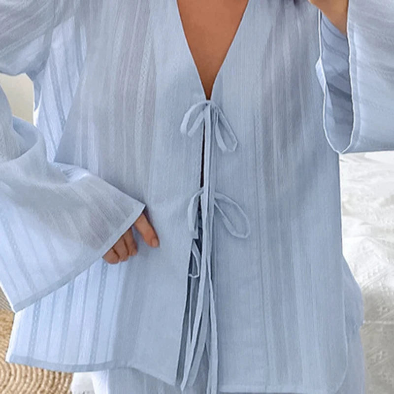 Lace Up Cardigan Shorts Two Pieces Set