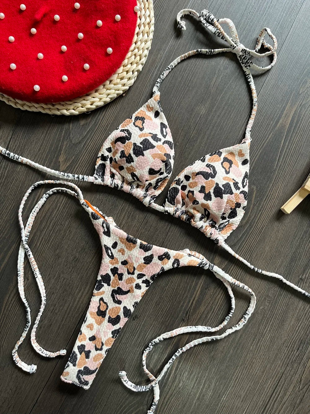 Leopard Thong Women Swimsuit Push Up Bikini Set - Norellé