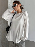 Women Basic Long Sleeve Loose O-neck T-shirt - Norellé