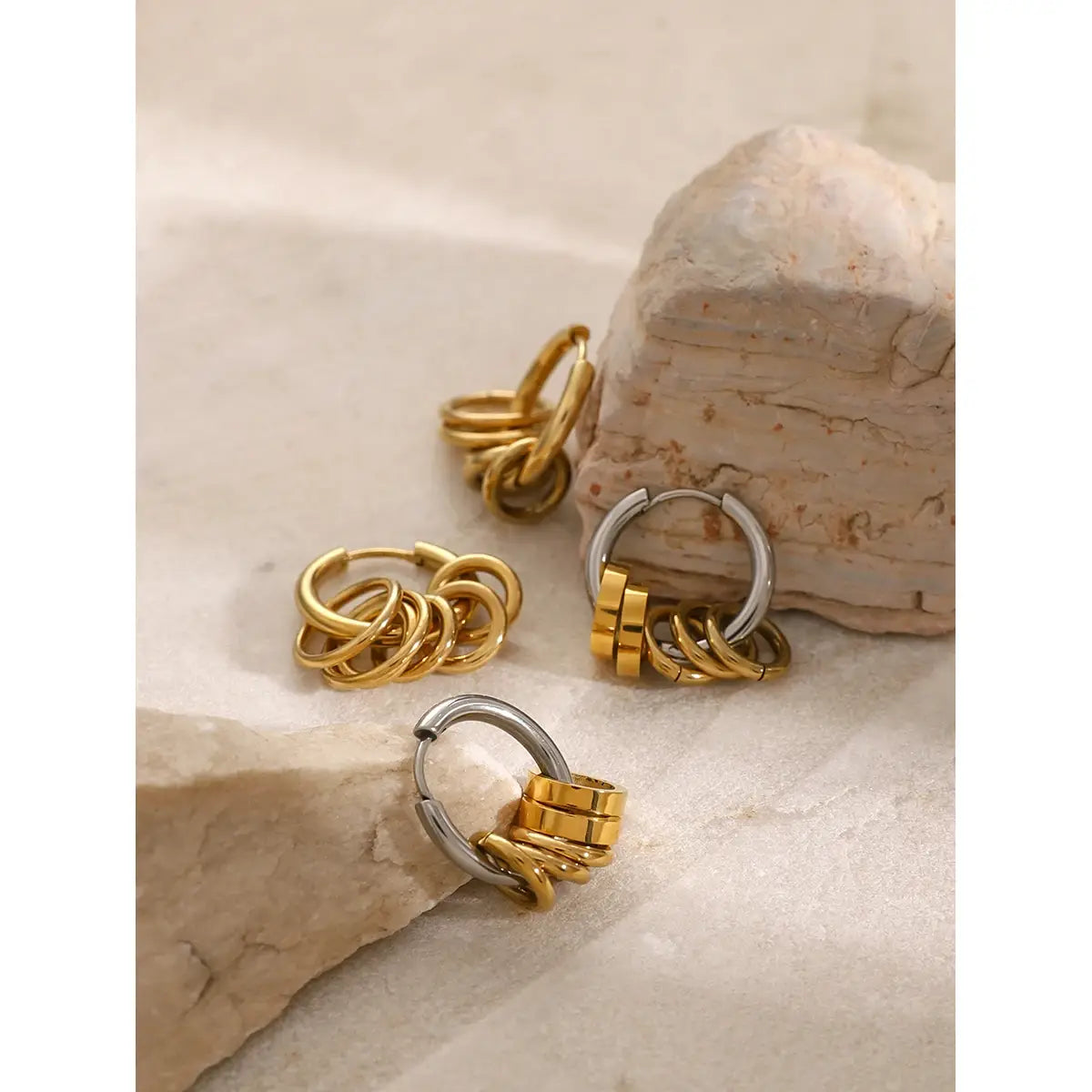 Stainless Steel Huggie Unusual Earrings