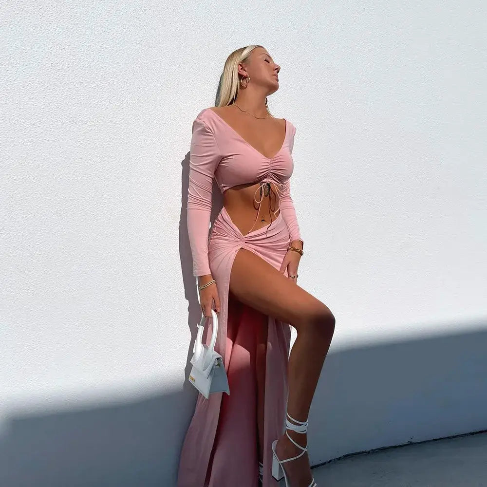 Split Maxi Skirt Suits Women