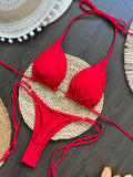 Halter Solid color Bikini Set Women's Swimsuit - Norellé
