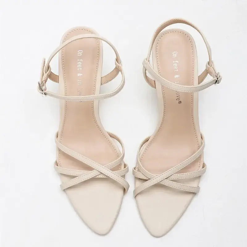 Fashion Square Toe Ankle Strap Buckle Slide Sandals