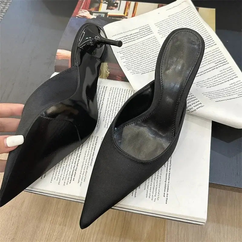 Satin Pointed Toe Mules Women