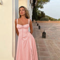 Summer Spaghetti Strap Midi Dress Elegant Long Lace Up - Norellé