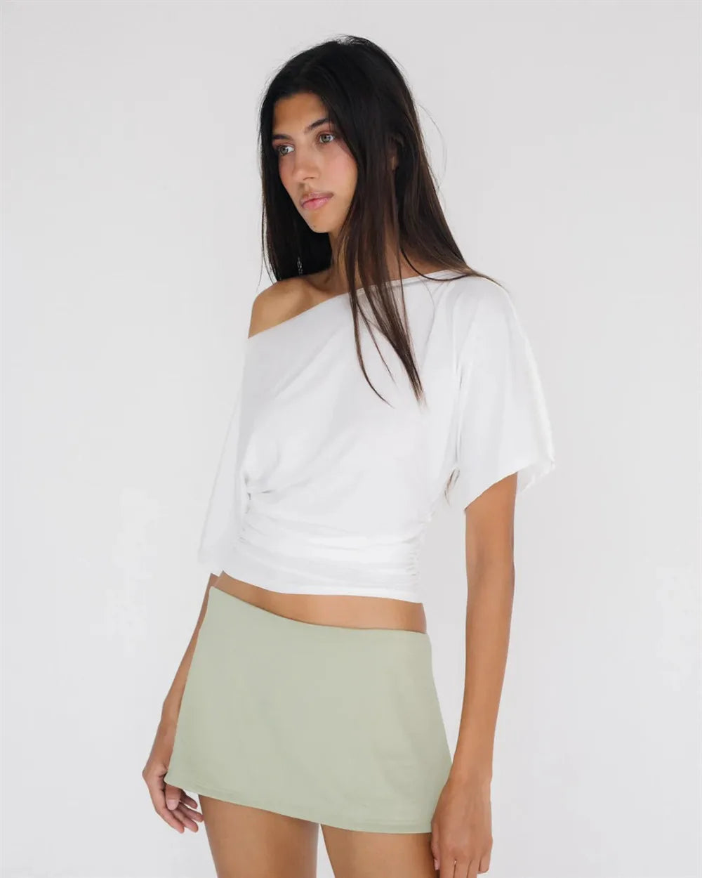 Off Shoulder Ruched Crop Top Women