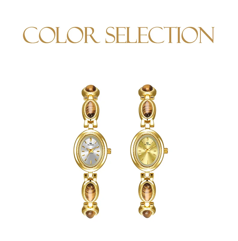 Women’s Watch Natural Premium Jade Gold Silver Bracelet Quartz