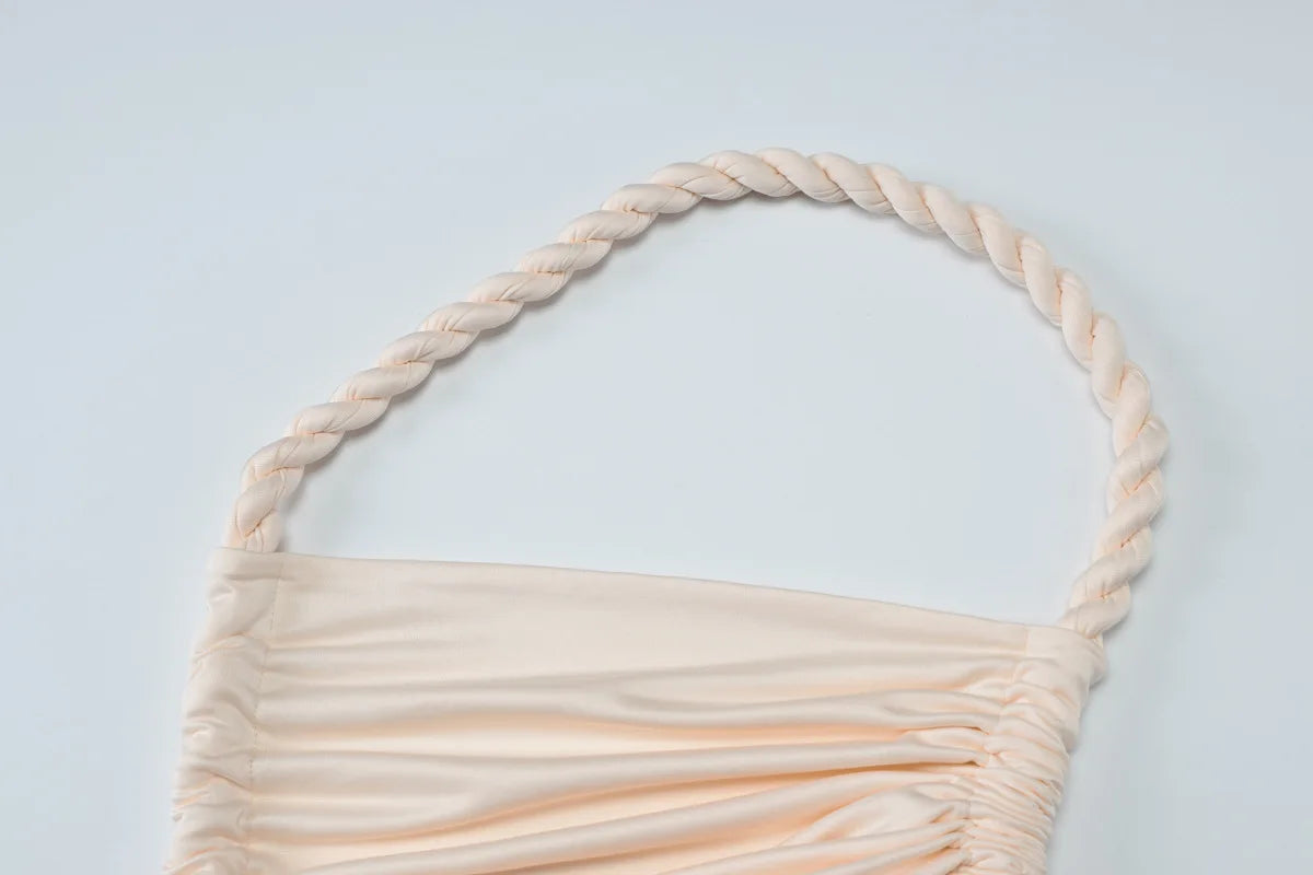 One-shoulder Strapless Tether Ruched Dress