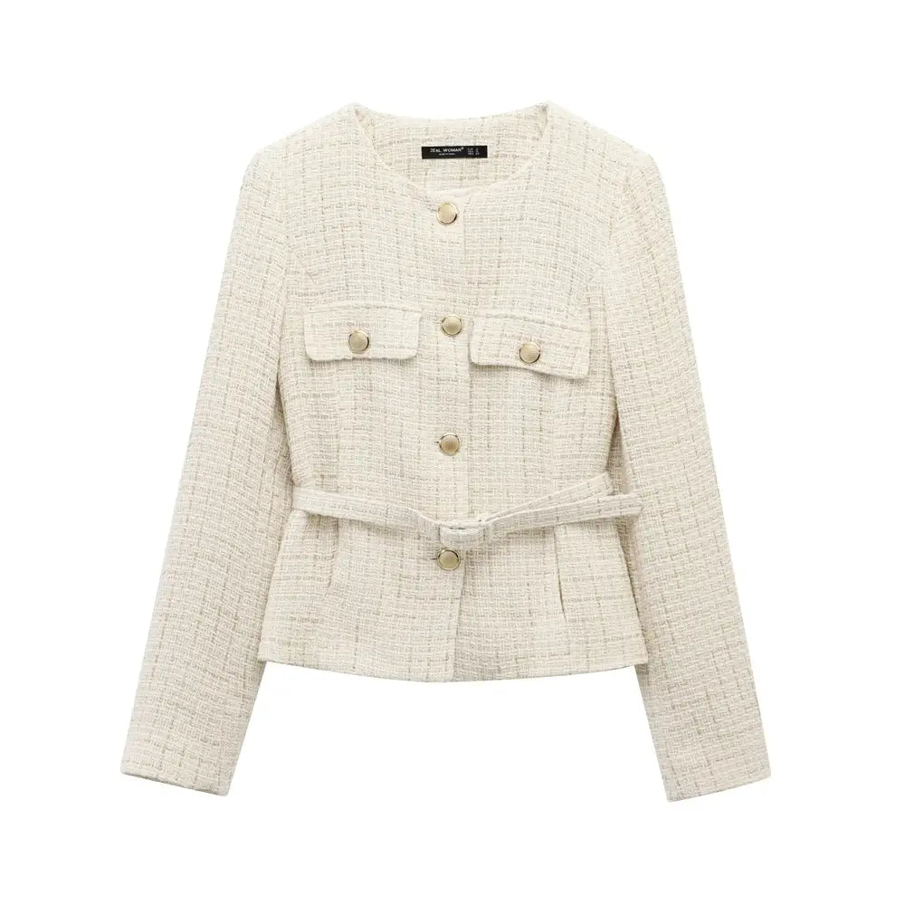 Women Tweed Single Breasted Elegant Jacket
