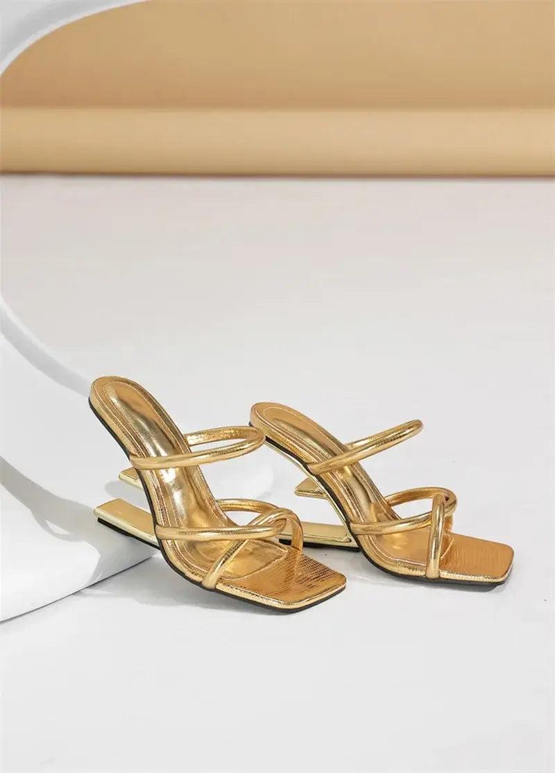 Metal Fretwork Wedges Slippers Women