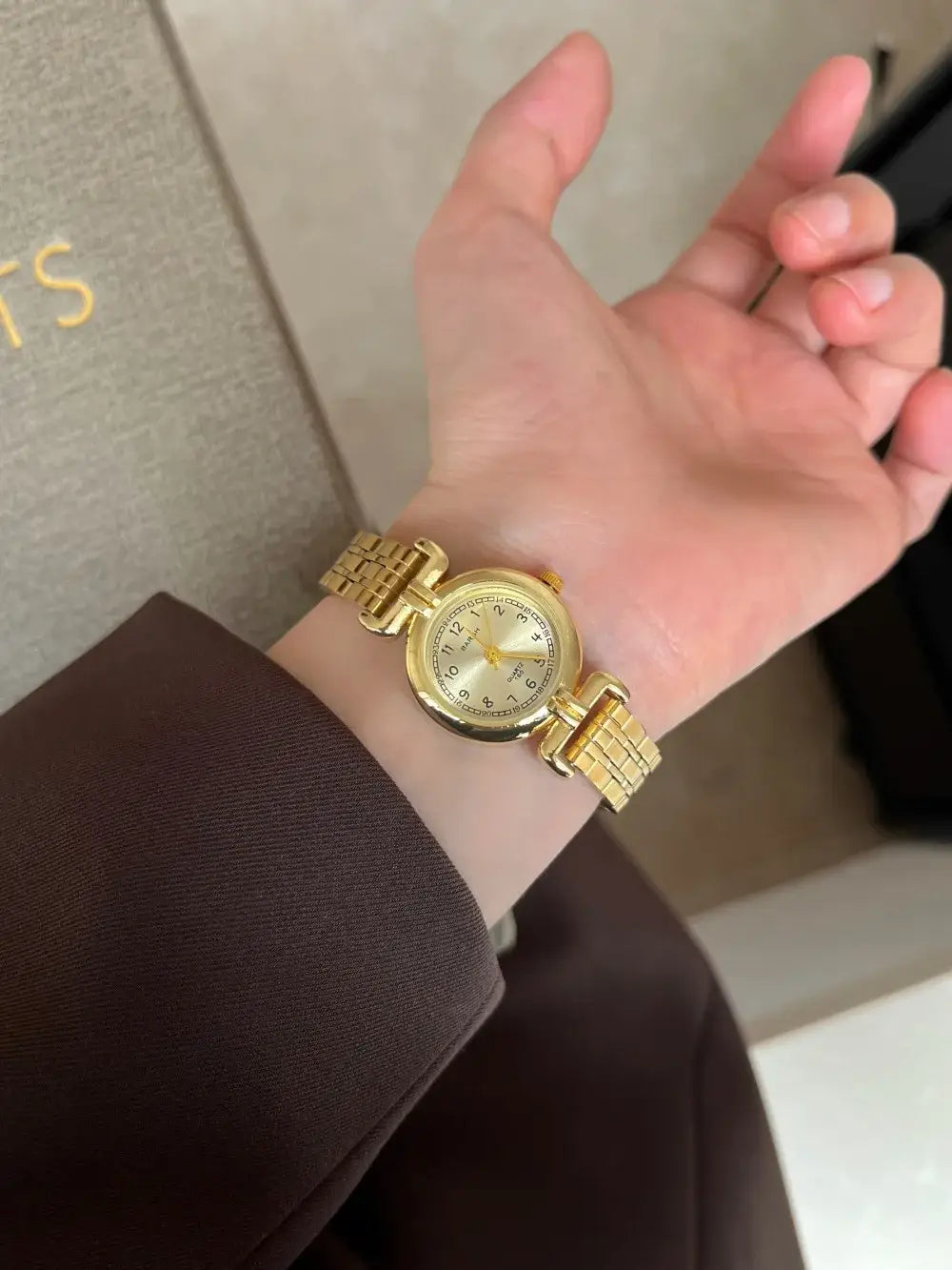 Vintage Gold Watch for Women Stainless Steel Strap