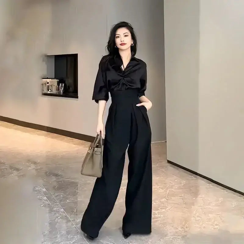 Black Design Wide-Leg Pants Women’s