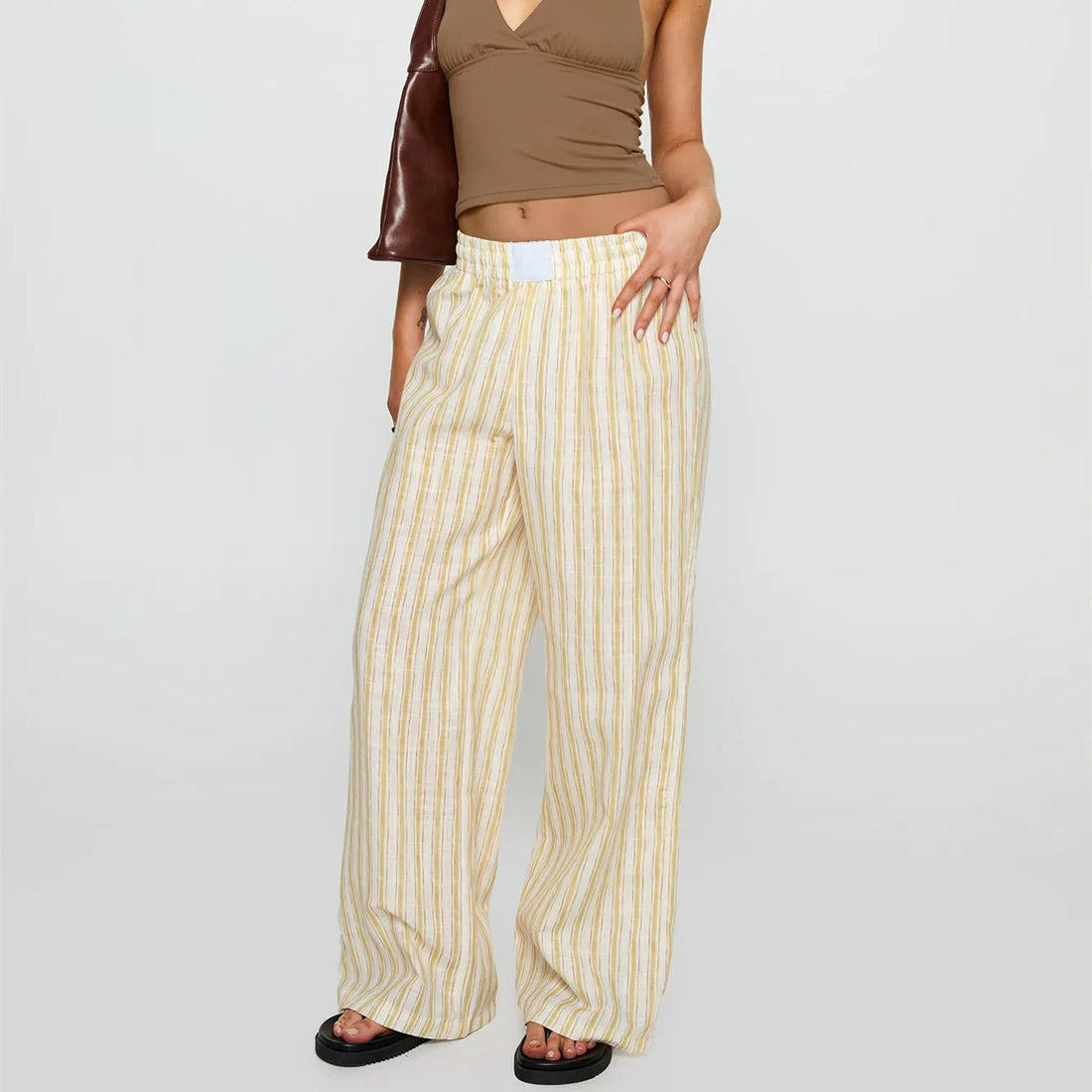 Striped Print Wide Leg Pants