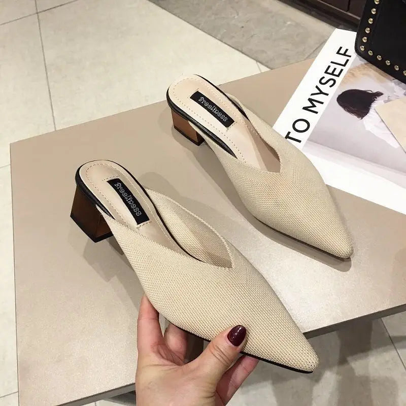 Pointed Toe With Heel Woman Slippers Shoes for Women