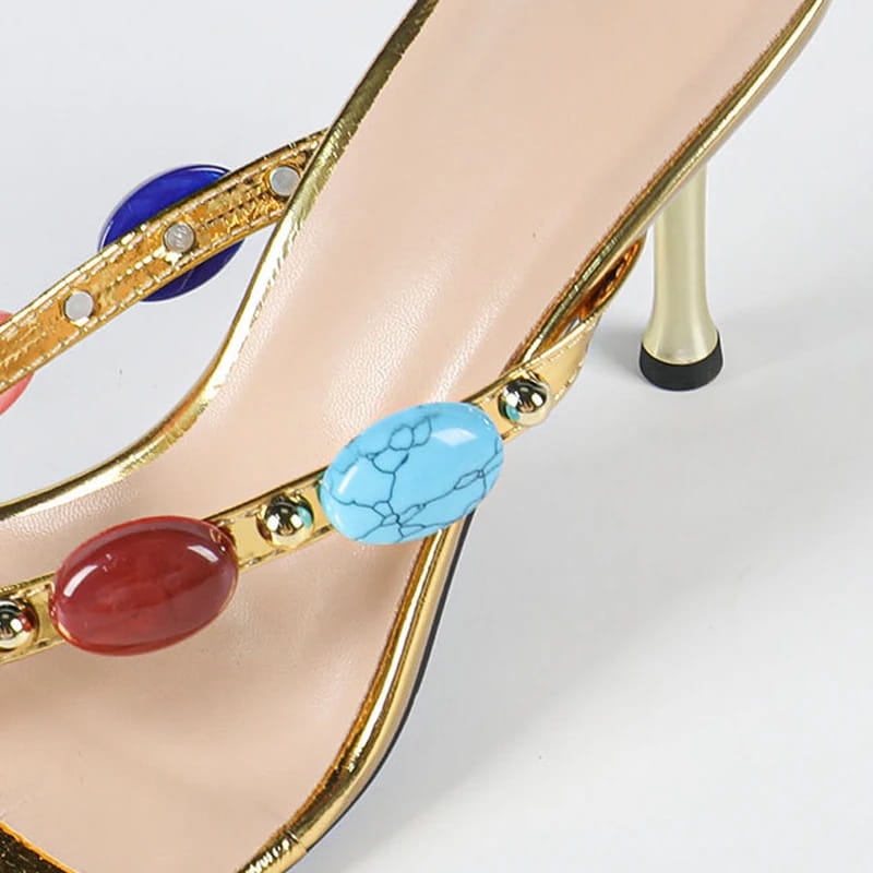 Square Clip Toe Women Slippers Low Heels