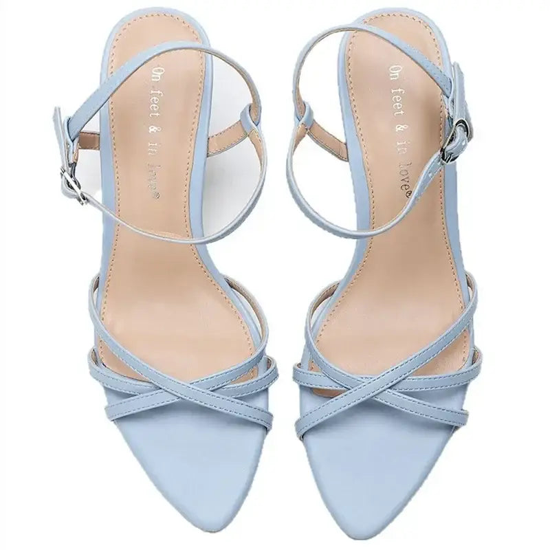 Fashion Square Toe Ankle Strap Buckle Slide Sandals