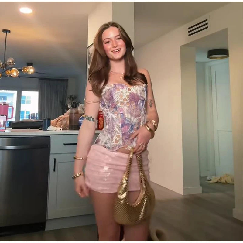 Hollow Out Women Sleeveless Backless Bandage Pleated Top