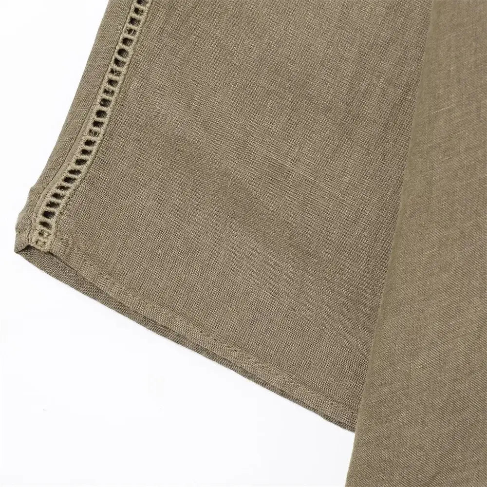 Women’s Long Sleeved V-neck Shirt Mid Waist Wide Leg Pants