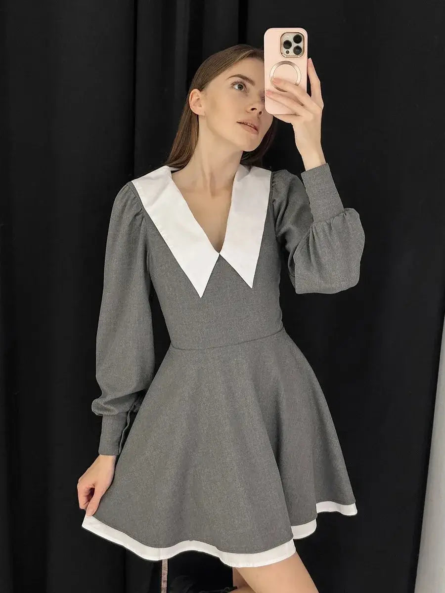 French Doll Collar Splice Mini Dress Women’s