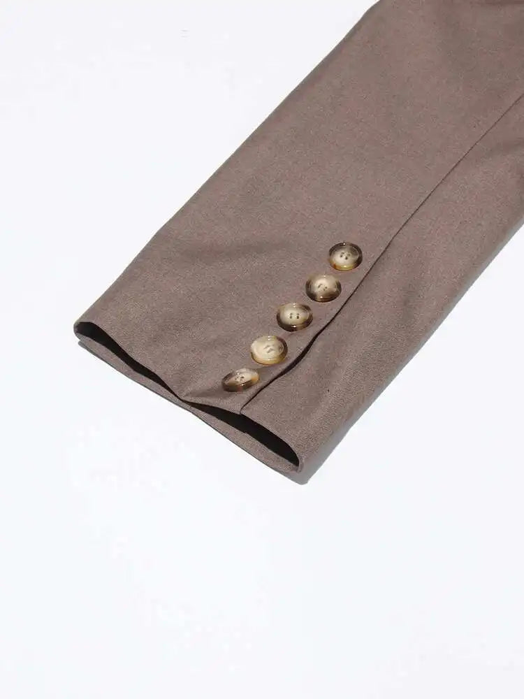 Solid Temperament Jacket Spliced Belt Blazer Women