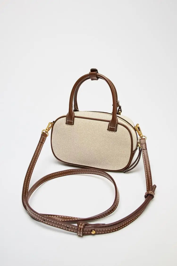 Mini Topstitched Bag Wide Strap Crossbody