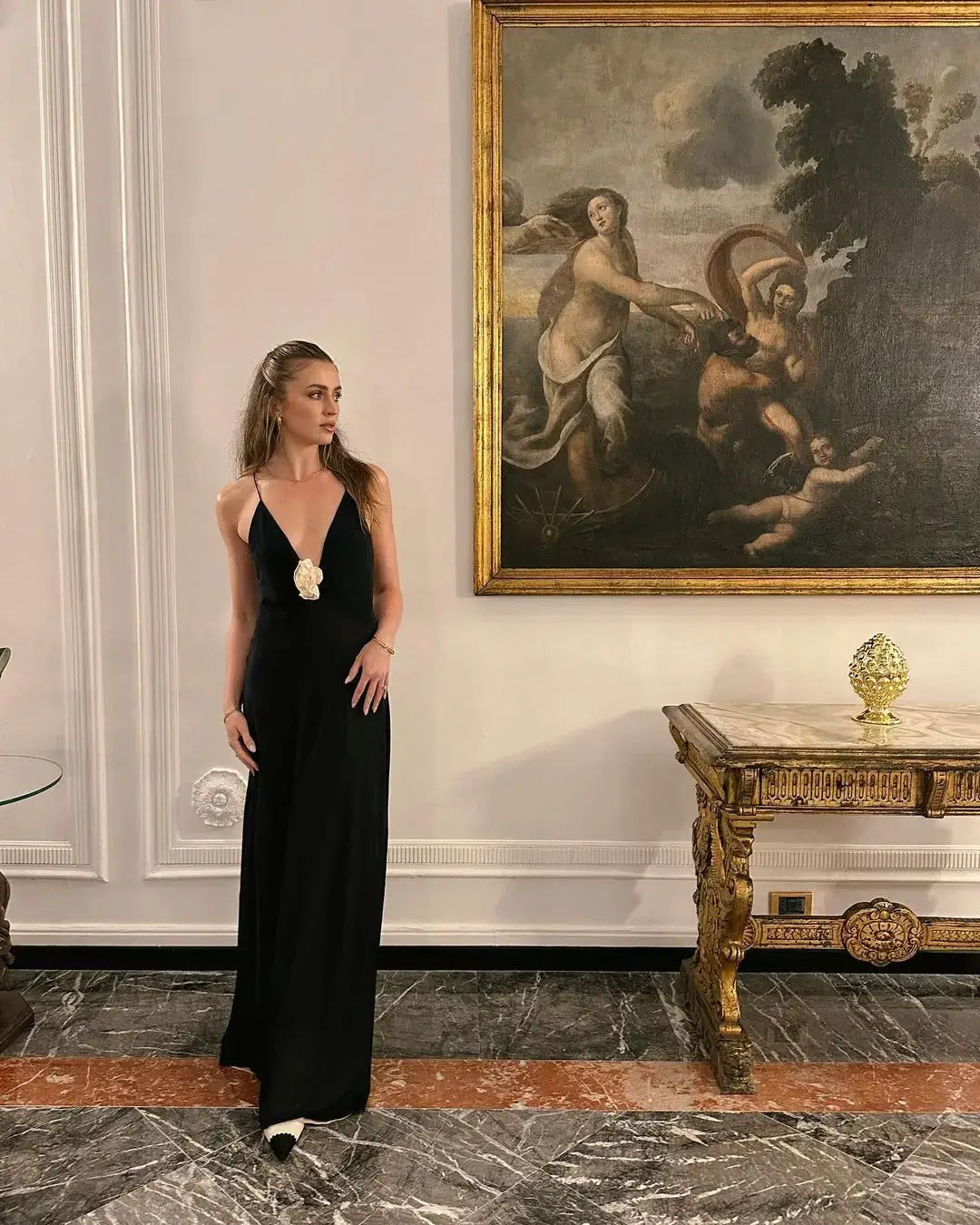 Flower Deep V-Neck Maxi Dress For Women