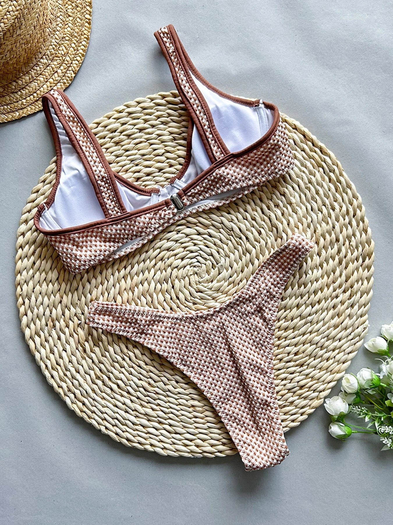 Plaid Bikini Set Swimsuit For Women Underwire Push Up - Norellé
