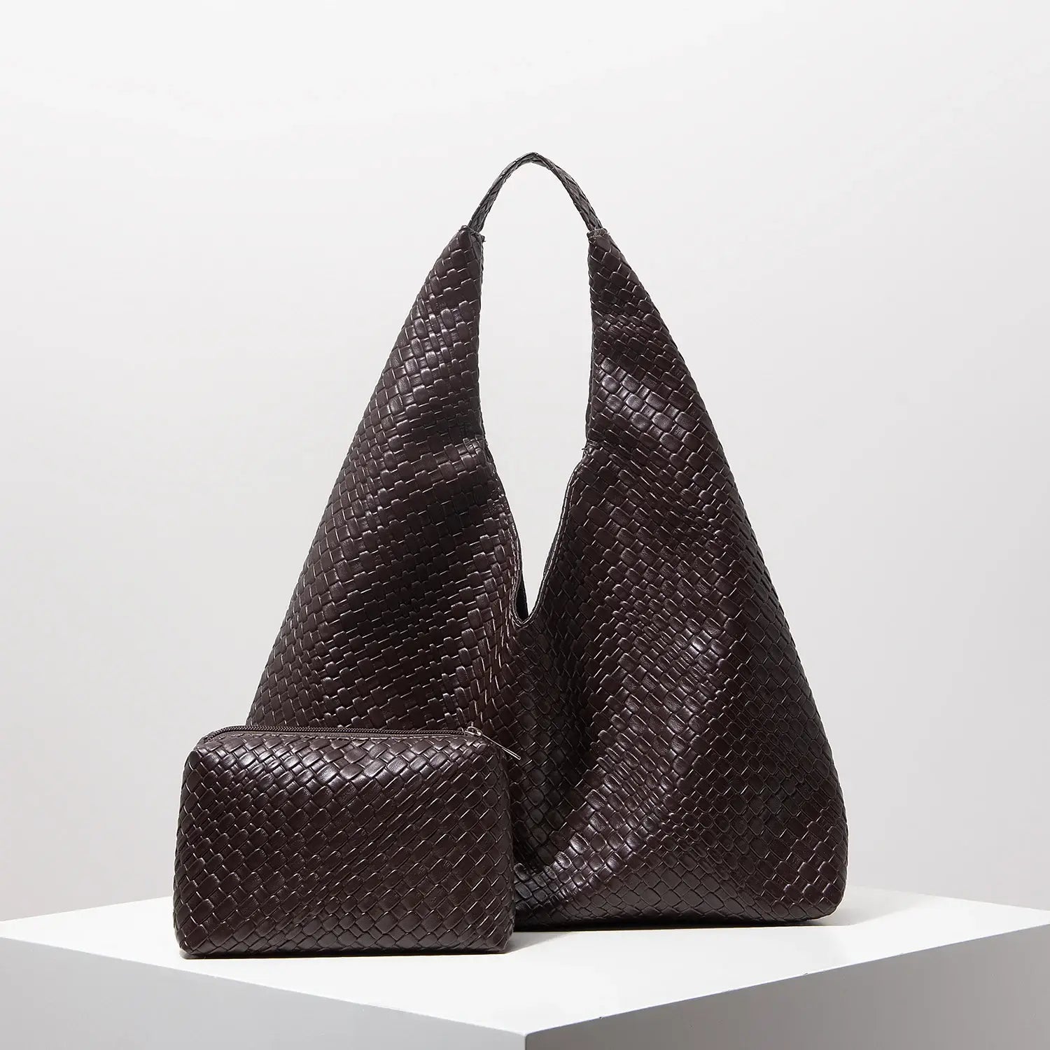 Retro Artificial Leather Woven Pattern Shoulder Bag