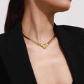 Retro Ribbed Round Pendant Necklace