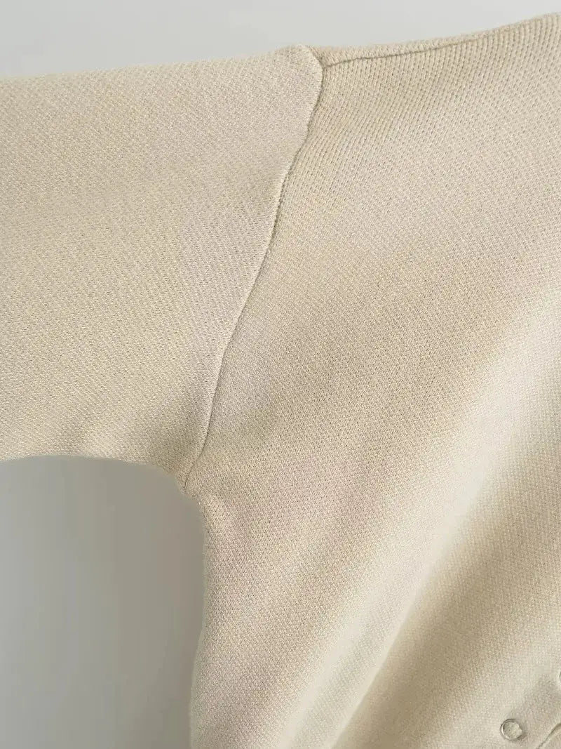 Women’s High Waist Round Neck Single Breasted Cardigan