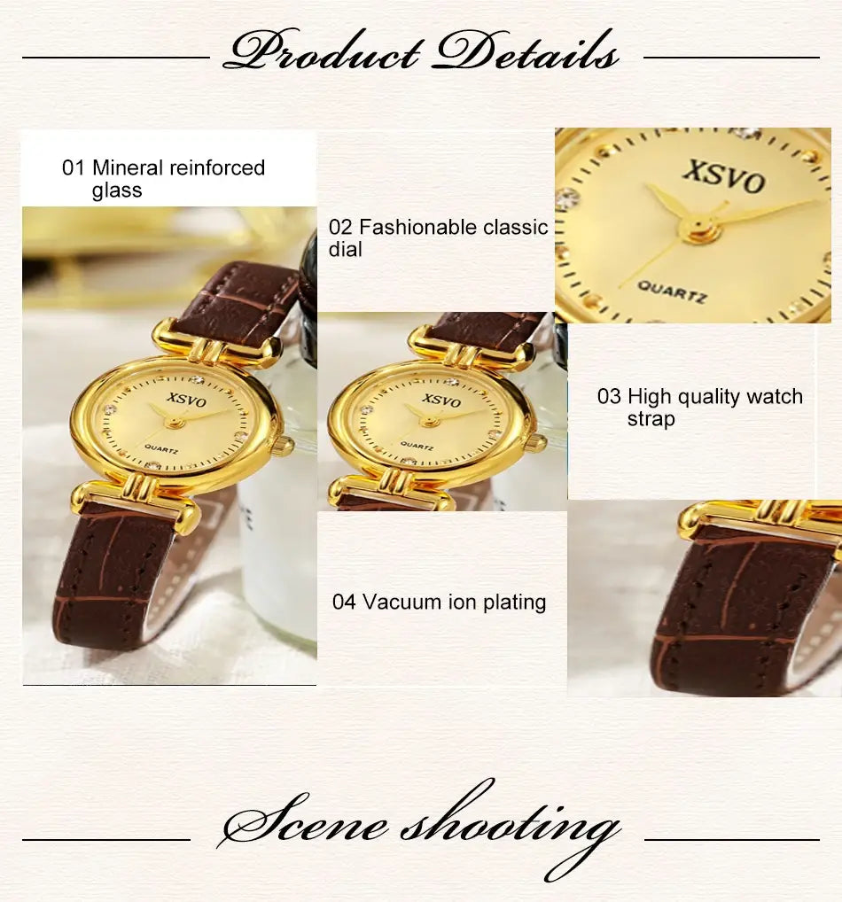 Simple Strip Drill Point Scale Small Dial Quartz Belt Watch