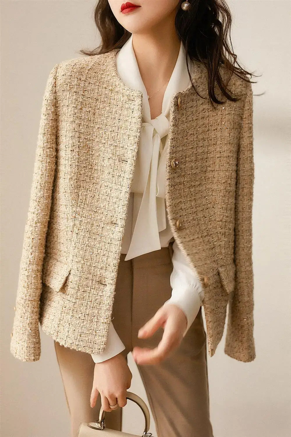 Women’s Slim Short Suit Single Breasted Round Neck Blazers