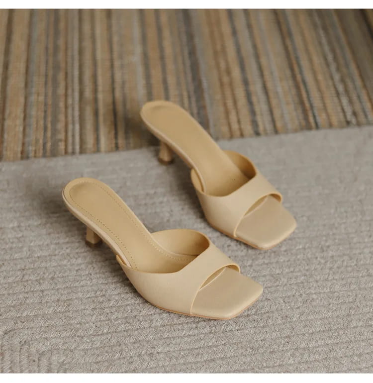 Genuine Leather French Slim Heel Slippers for Women’s